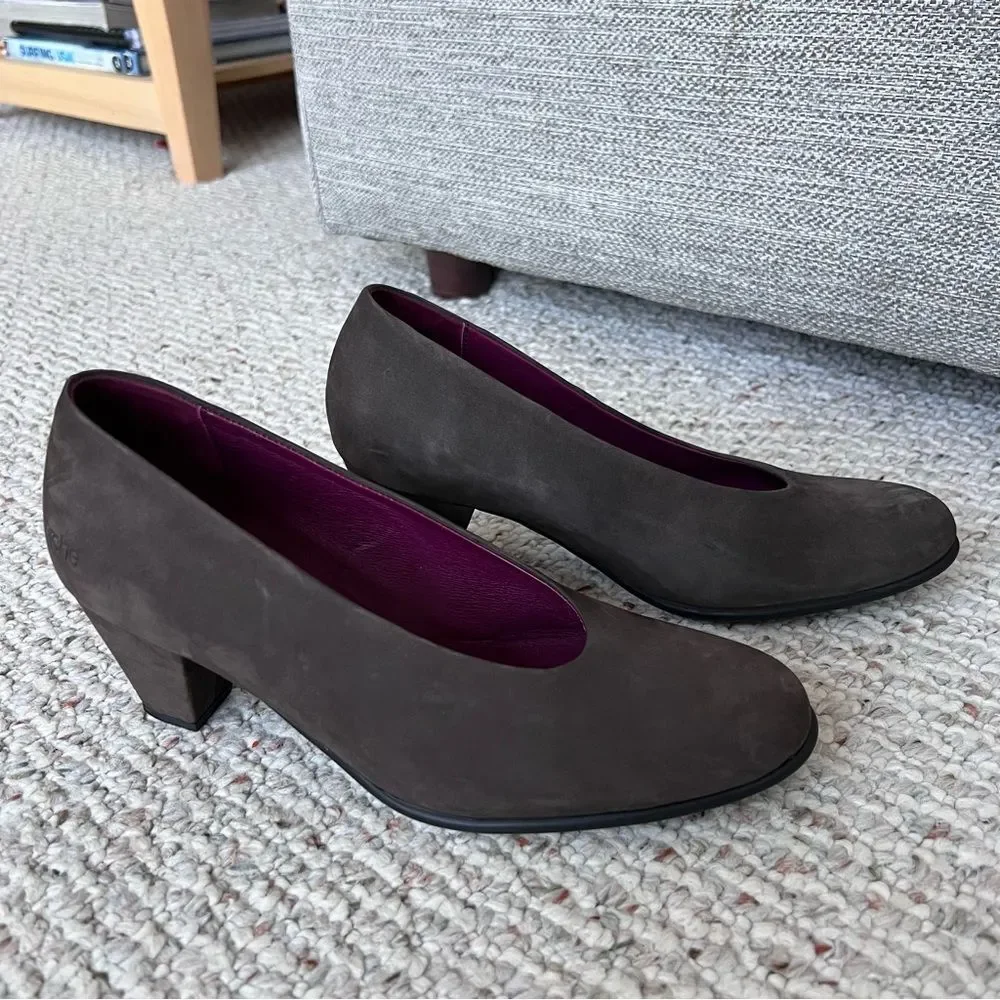 ARCHE LN Suede Nubuck Leather Block Heels